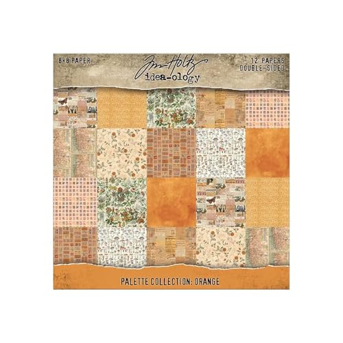 Tim Holtz Idea-Ology Orange Palette 8x8 Papers Collection 12 Double-Sided Sheets