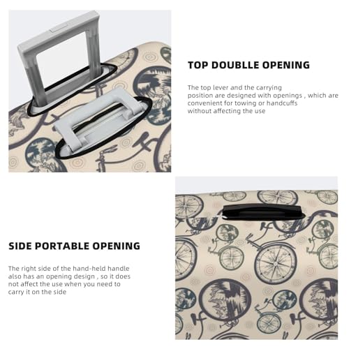 VOSERY Travel Luggage Cover - Compass And Mountains In Bicycle Wheels Washable Suitcase Covers Protector Fits 18-32 Inch Luggage3