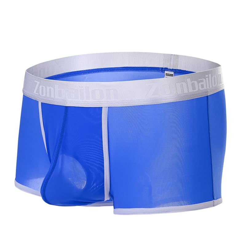 BIATWOWR Herren Boxershorts Breites Band Transparent Sexy Unterwäsche Vorne Offen Großer Ballbeutel Durchsichtige Boxershorts