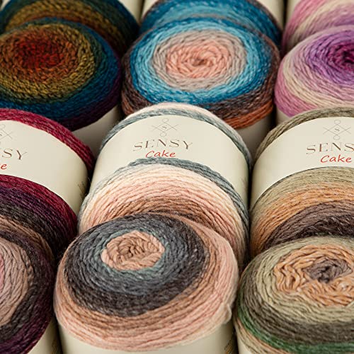 3 Skeins Of Sensy Cake Yarn, 5.3 Oz, 525 Yards, Multicolor Yarn For Crocheting And Knitting, Craft Yarn, Gauge 3 Light (564) #TOP5