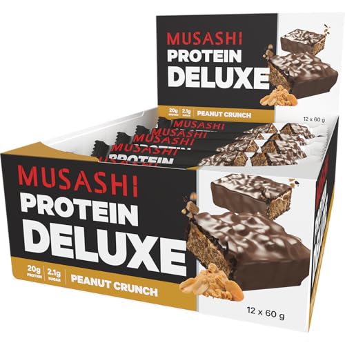 MUSASHI Delux Peanut High Protein Bar 12 Pack, 12 x 60 g