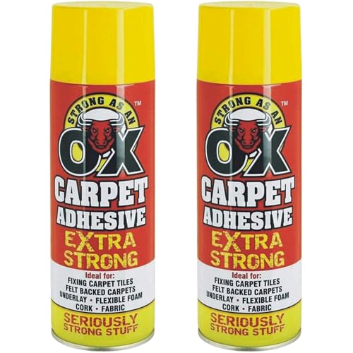 Rapide Carpet Glue Adhesive Spray Pack 2 (500ml Each) - Multipurpose Contact Spray Glue Adhesive for Carpet Fabric Tiles and Foam Cork