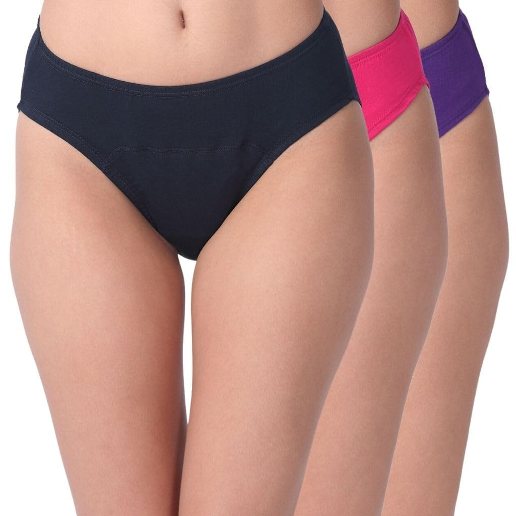 Adira | Period Panties Hipsters Reusable | Hipster Fit for Medium & Low Flow | Leakproof & Skin Friendly | Use with Pad for Non-Icky Feeling | Patented | Pack of 3-picture-11