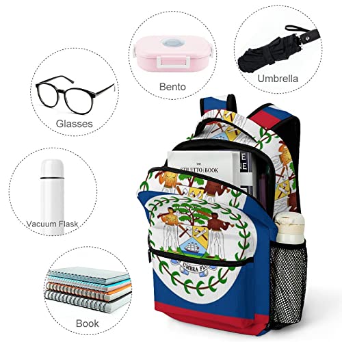Belize Flag Cute Laptop Backpacks Travel Daypacks Unisex Fashion College Shoulder Bag4