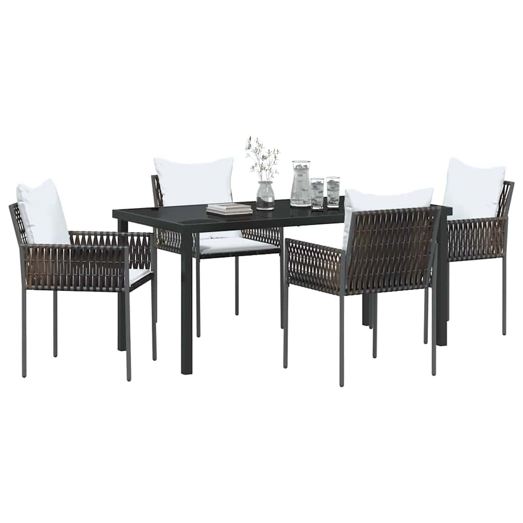 Ensemble de salle à manger pour jardin moderne résistant aux UV salon de terrasse noir 5 pcs