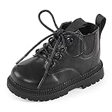  MK MATT KEELY Botas Niñas Niños para 1-6 Años Botas de Cordones Clasicas con Cremallera,Negro,EU 25
