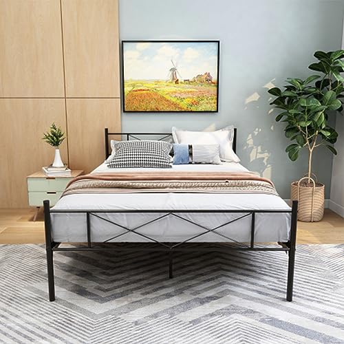 Tcewhhy Metallbett mit Lattenrost, 120x200cm Liegefläche, mit Kopfteil,...