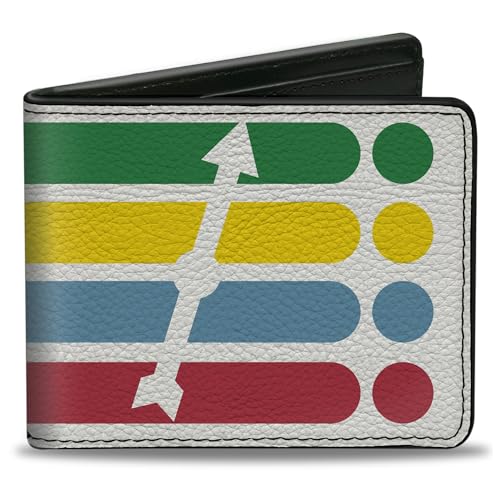Buckle-Down Hasbro Wallet, Bifold, Twister Spin Stripe Spinner White Multi Color, Vegan Leather
