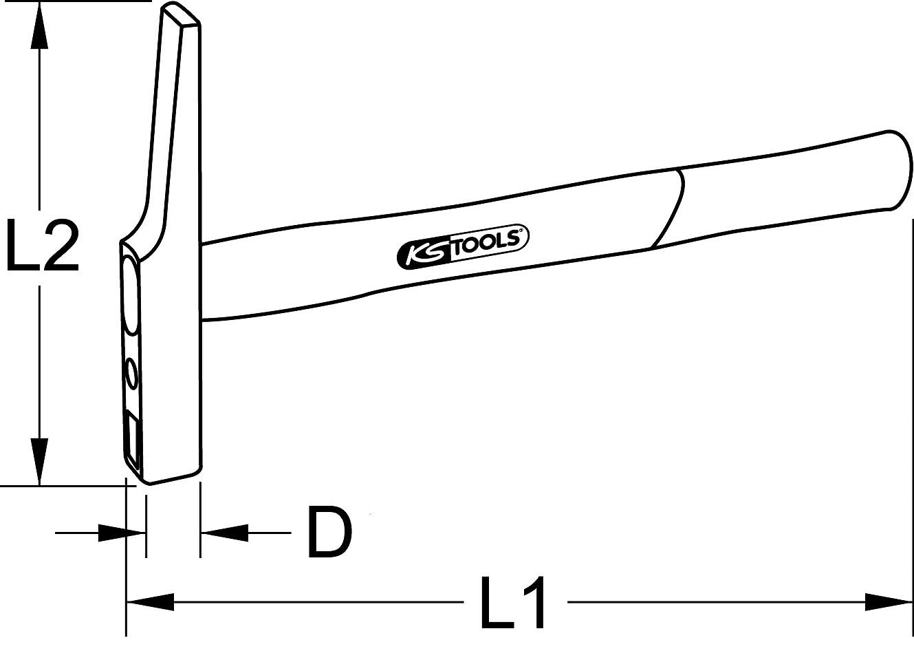 KS Tools 142.4020 Młotek dla elektryków, kształt francuski, trzonek Hickory, 200g