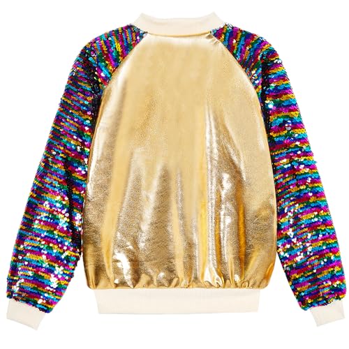 Image of Boys Sequin Jackets Flip Sparkle Sleeve Bomber Varsity Kids Glitter Birthday Jacket Coat Leather Shiny Boy Clothes