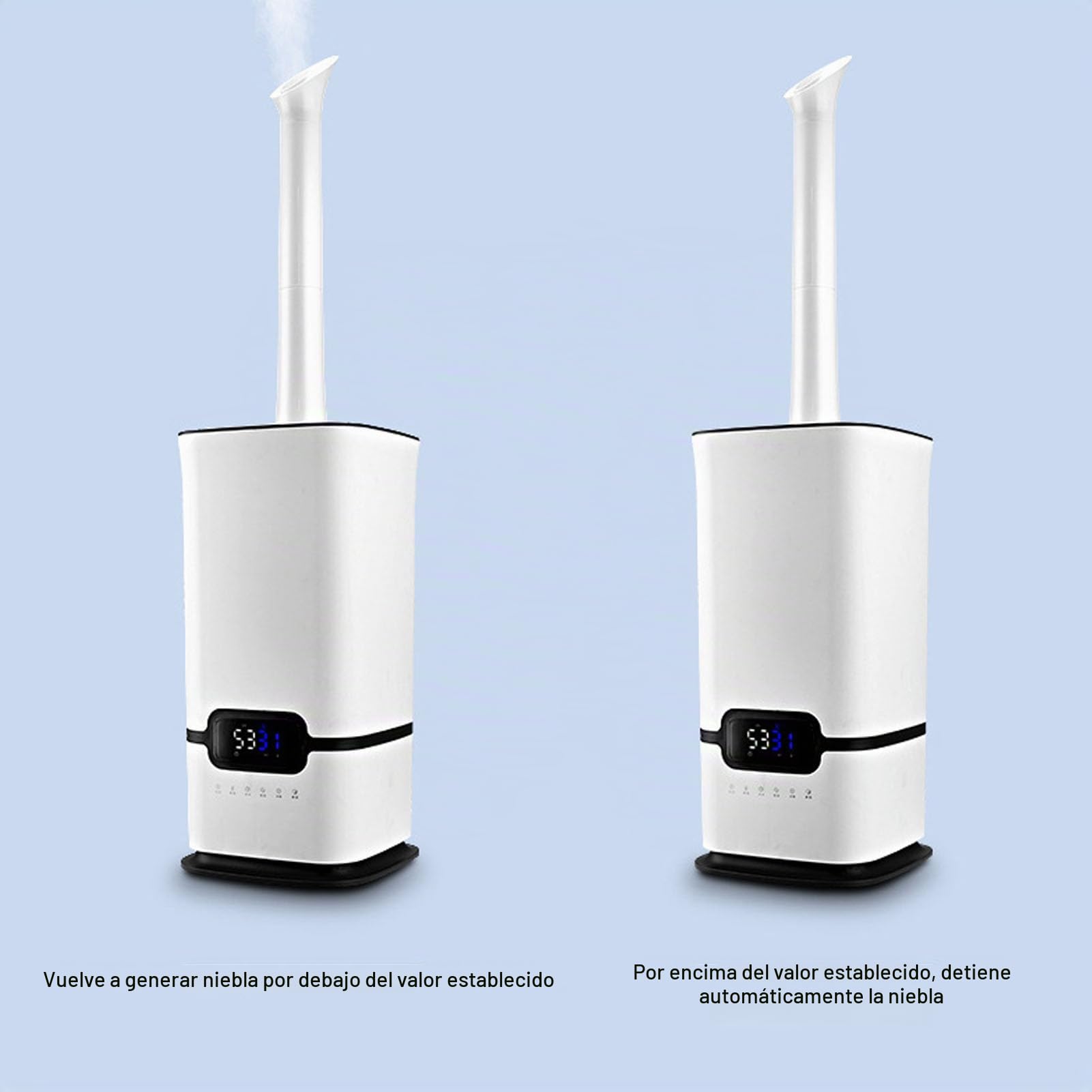 SIXRUN Humidificador Grande de 16 L, Humidificador Industrial con Tanque de Agua de 16 L y 3 Placas de Atomización, Ultrasónico y Sincronización Inteligente para Habitaciones