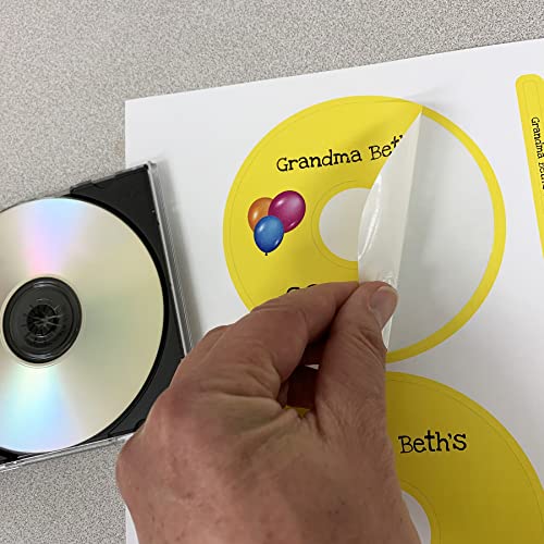 Image of CD /DVD Label Full Face | Qty 100 Disc, 200 Spine | 50 Sheets Total | Permanent White Matte | Inkjet & Laser Compatible | Blank Label