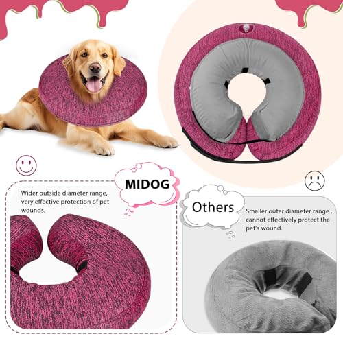 Image of MIDOG Inflatable Dog Cone, Soft Donut Recovery Collar Alternative After Surgery to Help Prevent Licking, Comfy E Collar with Neck Pillow Design, Rose, S