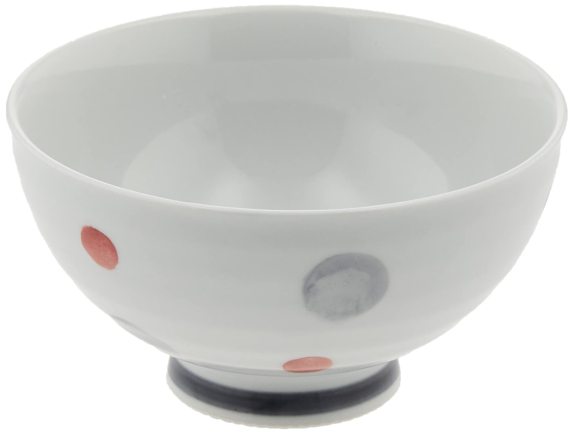 Saikai Pottery Arita Ware Rice Bowl Medium Gray Polka Dot Red Made in Japan 74067 : Home & Kitchen