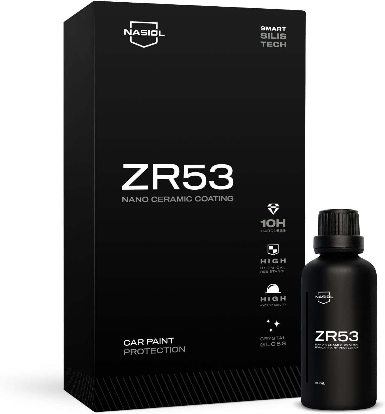 Nasiol ZR53 ナノセラミックコーティングキット 車用 – 10H究極の塗装保護 ソフトタッチ仕上げ 高光沢 優れた疎水性 最大3年間の耐久性