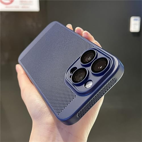 Coque iPhone 15 Pro anti surchauffe bleue en polycarbonate mince et ventilé - 5