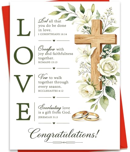 fancu Christian Wedding Card Gift for Bride Groom Religious Congratulations
