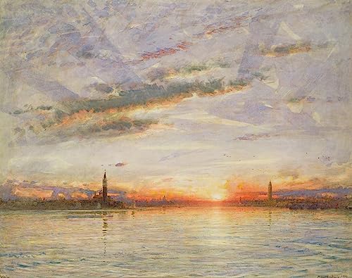 Cuadro en lienzo decorativo de Albert Goodwin: pinturas murales de atardecer, 60x90cm