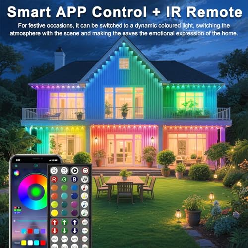 Image of CETELUMA 400Ft Permanent Outdoor Lights for House Waterproof, IP67 LED Eave Lights with App /Remote Control, Outdoor Permanent led Lighting for House Roof Decor, Christmas, Party