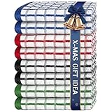 Premium Dish Towels for Kitchen, 8 Pack, 16x26 - 100% Cotton Kitchen Towels with Hanging Loop, Ultra Absorbent and Thick 410 GSM, Multicolor