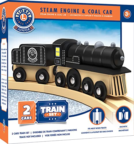 MasterPieces Wood Train 2 Piece Set - Lionel Collector's Steam Engine & Coal Car - Officially Licensed Toddler & Kids Toy -  42017