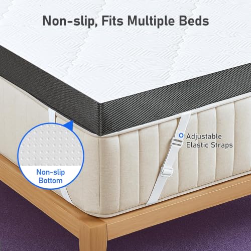 Full-XL Mattress Topper Extra Firm: 3 Inch High Density Foam for Back Pain Relief, Ultra Support Mattress Pad, Cooling Breathable Washable Anti-Slip Cover, CertiPUR-US Oeko-Tex Certified 80x54 by Glendan - Used condition - Image 7