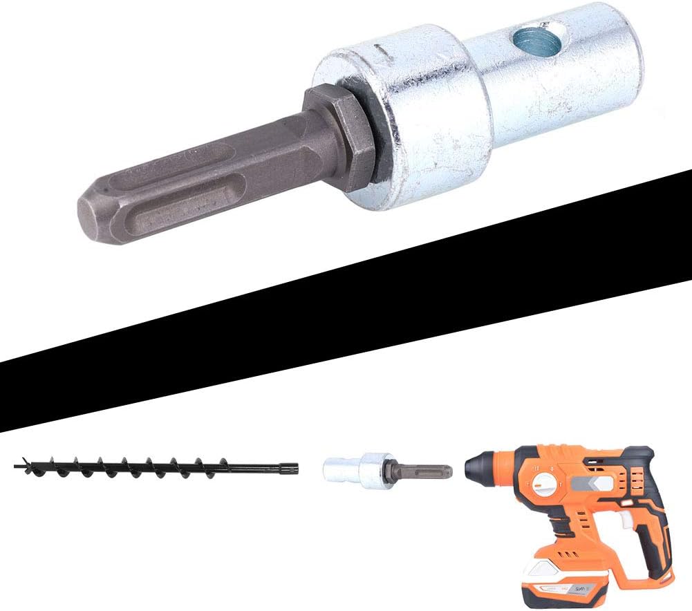 Power Drill Adapter, Square 4 Pits Drill Bit Adapter Earth Auger Adapter Fits Drive Hammer Drill for Electric Hammer to Earth Auger Connector Tool