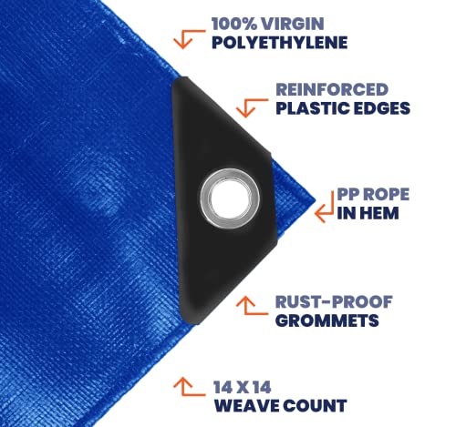 image for Tarpco Safety Extra Heavy Duty 14 Mil Tarp Cover, Waterproof, UV Resis