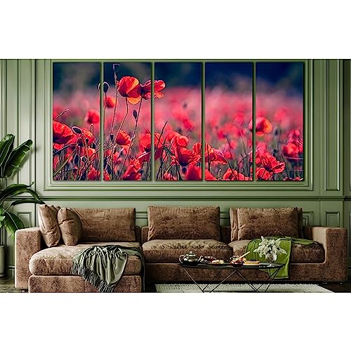 Impression sur toile coquelicots pour grand salon lumineux ZELLART 150x75cm