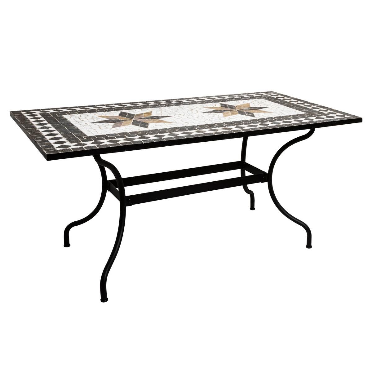 Table mosaïque 6 places Kipos avec pieds en acier, le choix durable pour salle à manger