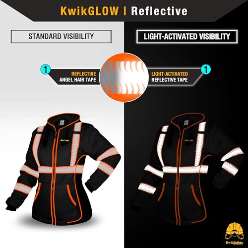 KwikSafety - Charlotte, NC - Moletom com capuz feminino de lã de segurança | Jaquetas refletivas PPE