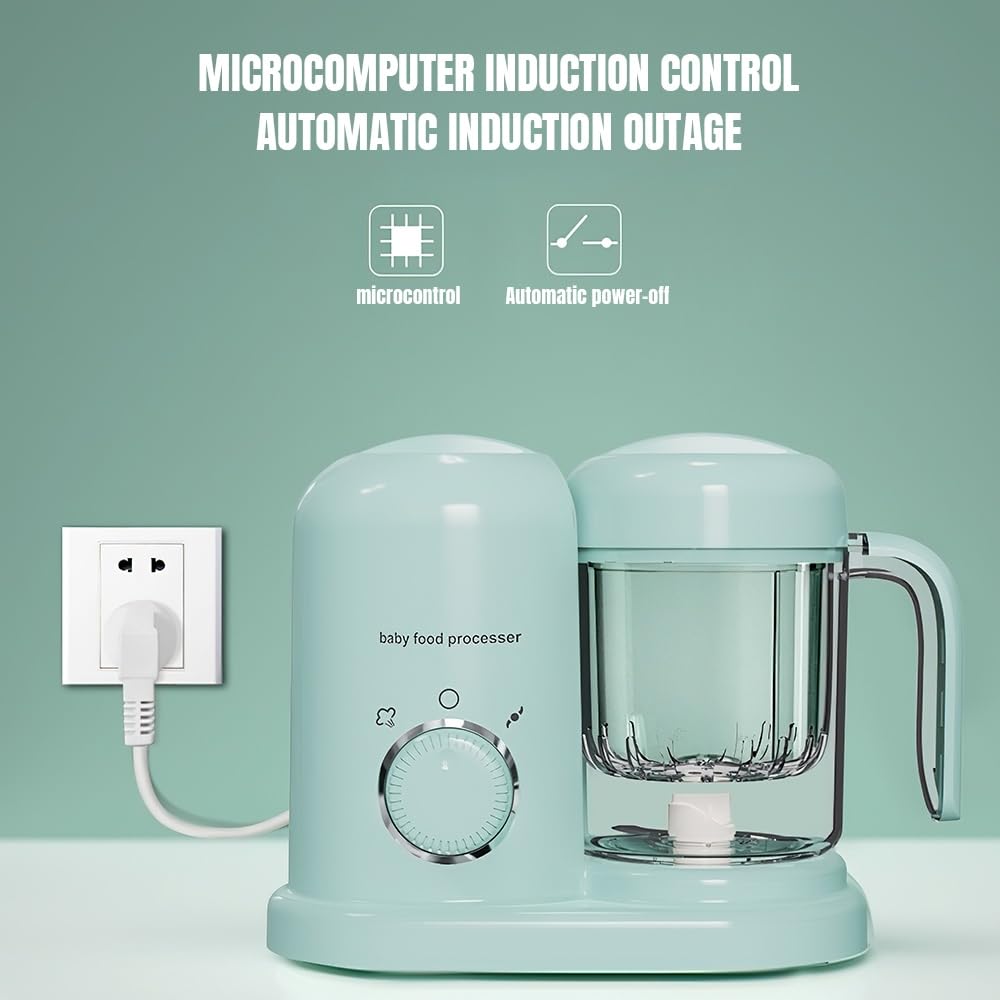 Robot Cuiseur Mixeur pour Bébés, Mixeur bébé Multifonctions avec Panier Vapeur Lame en acier Inoxydable 304 pour la Préparation de Purées Maison et de Fruits pour Bébé, Sans BPA