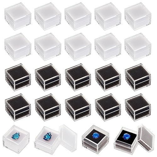 Olycraft CON-OC0001-53-US13 24Pcs 2 Colors Square Plastic Loose Gemstone Display Box Transparent Jewelry Box Small Jewelry Storage Case cover