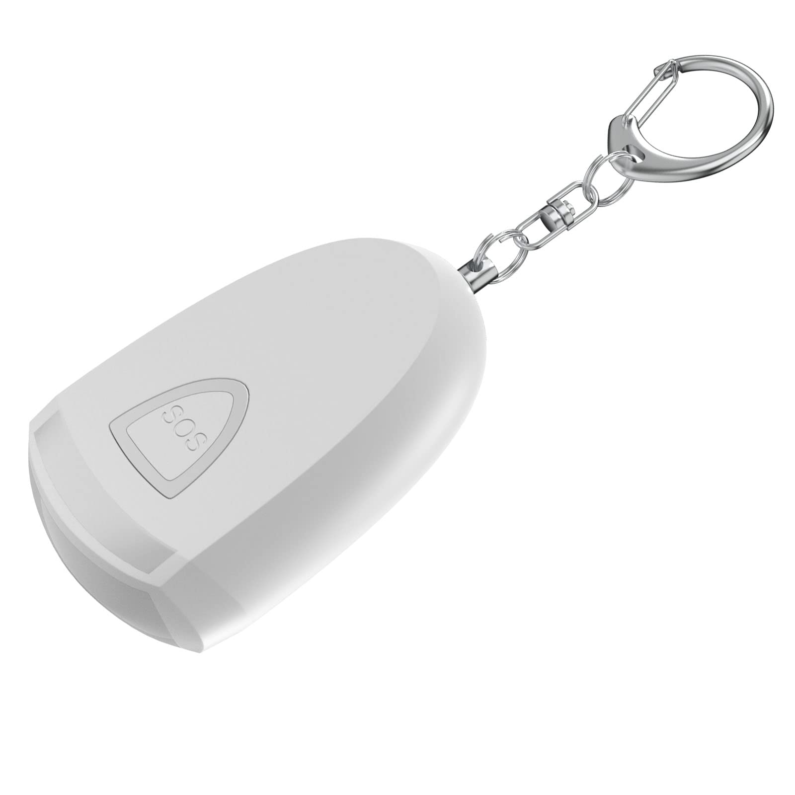 Lancoon Rechargeable Safe Personal Alarms Travel Essentials with LED Torch Outdoor Security Keychain Alarm Emergency Safety 125dB Loud for Women Children Elderly White