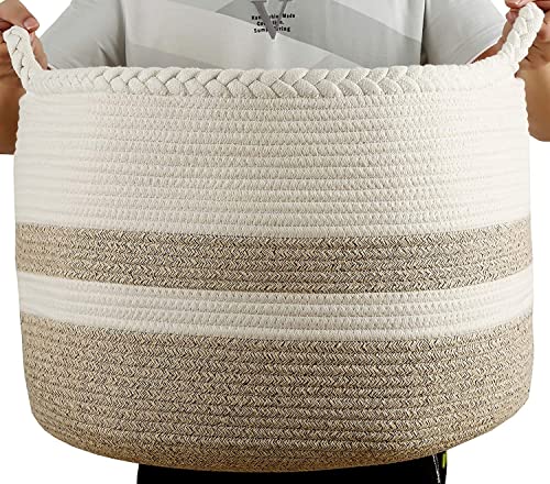 WUWEOT Wäschekorb mit Griff 50x33cm Extra Groß Baumwollseilkorb...