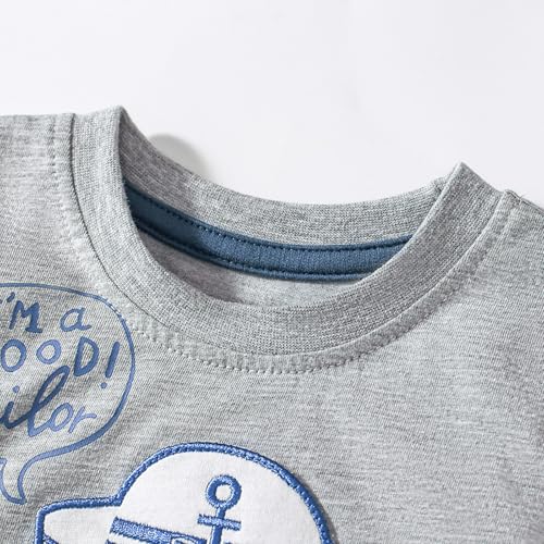 Image of HILEELANG Toddler Boy Summer Short Clothes Sets Cotton Crewneck Tees Shorts Pocket Adjustable Knite Shorts Playwear Sets
