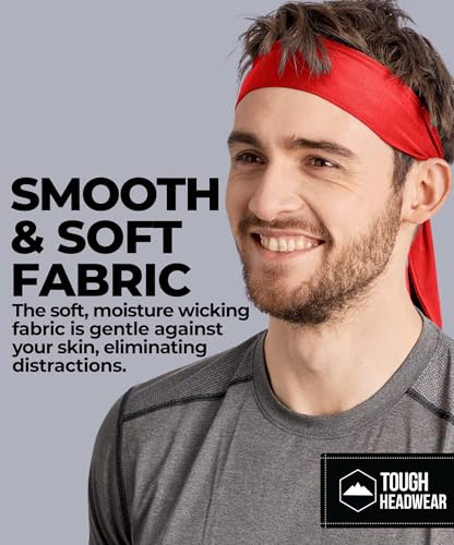 Image of Tough Headwear Tie Headband - Moisture-Wicking Running Headband - 4-Way Stretch Sweatbands - Adjustable Head Tie for Workouts