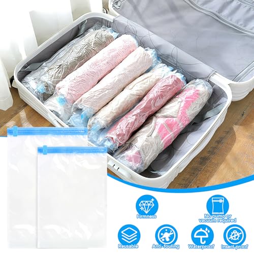 TOSAVGA 12 Stück Vakuumbeutel für Kleidung - 35x50 cm/ 40x60 cm, Vacuum Bags for Clothing, Vacuum Beutel für Kleidung Reise, Kleiderbeutel klein, Wiederverwendbar Vakuumbeutel