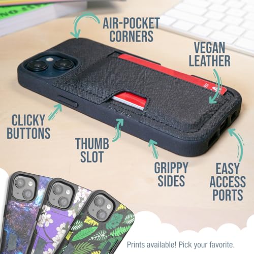 Image of Smartish iPhone 15 Wallet Case - Wallet Slayer Vol. 2 [Slim + Protective] Credit Card Holder w /Kickstand - Drop Tested Hidden Card Slot Cover Compatible w /Apple iPhone 15 - Very Cherry Blossom