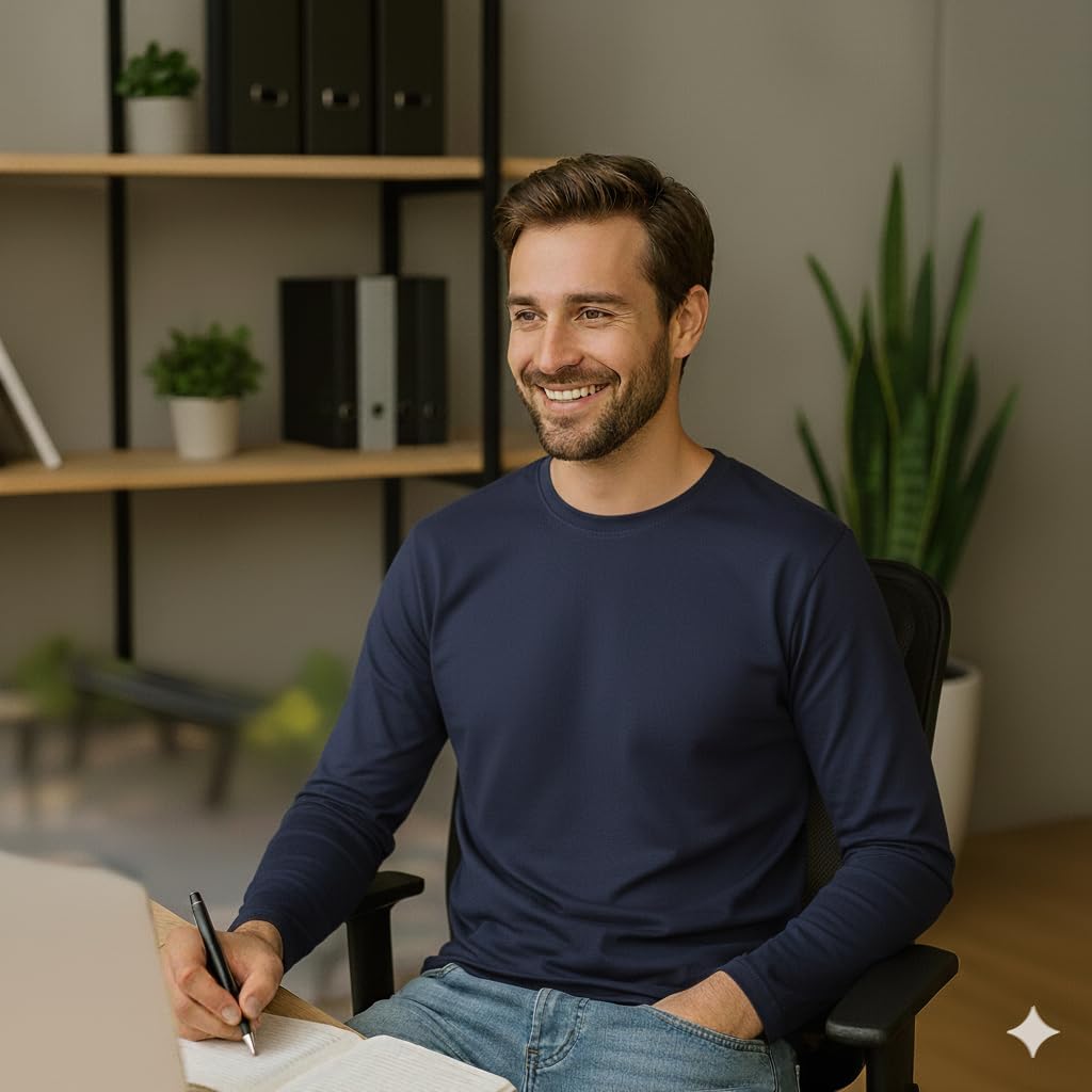 INGEAR Men's Ultra Soft Casual Base Layer Polyblend Long Sleeve T-Shirt, Crewneck, Lightweight Jersey Fabric, - Image 7