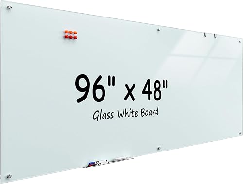 Miniatura 14 de MaxGear Pizarra blanca de vidrio de 72 x 48 pulgadas (6 x 4 pies) para montaje en pared, pizarra blanca magnética con 1 borrador, 1 bandeja de