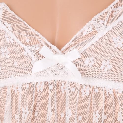 ABAFIP Men's Sissy Nightwear Mesh Sheer Nightgown V-Neck See Through Crossdress Lingerie Sleepwear 7