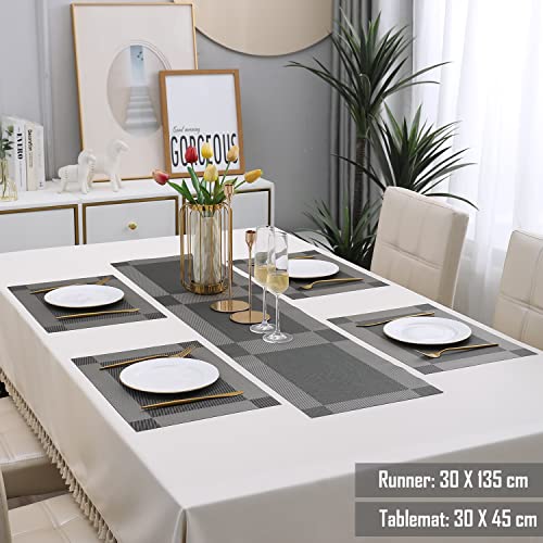 Image of HOKIPO Polyvinyl Chloride Dining Mats with Runner (AR4208) Set of 4
