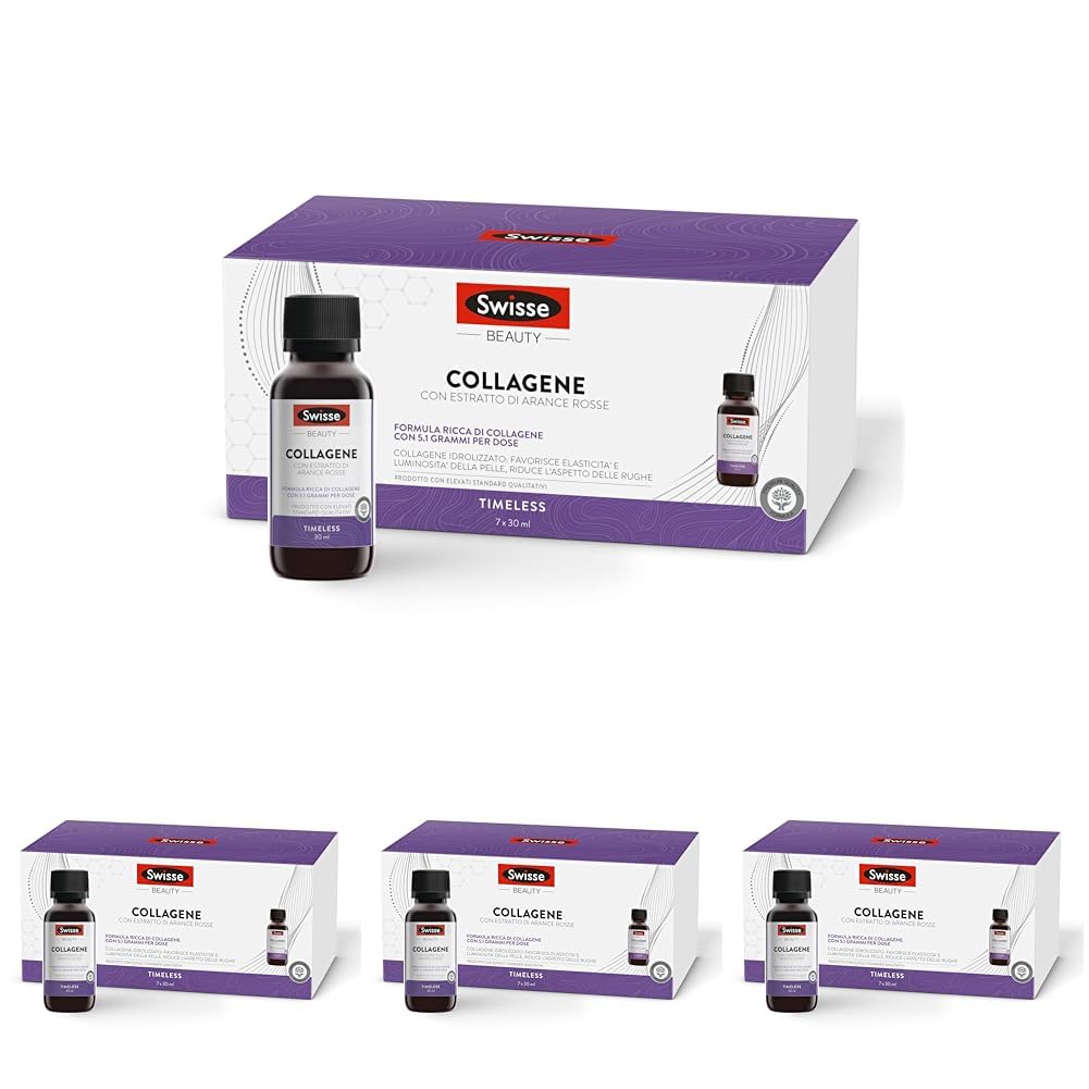 SWISSE Collagene Integratore Liquido - Collagene Idrolizzato da Bere Donna e Uomo con Arance Rosse per Pelle Elastica e Luminosa, Integratori Bellezza Attenua le Rughe, 7 Flaconi x 30 ml Made in Italy