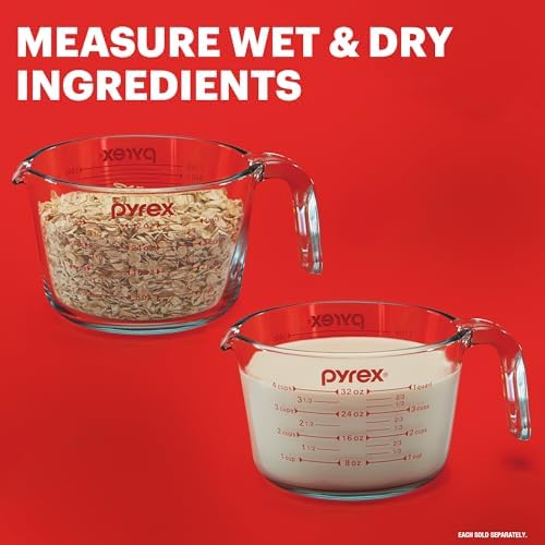 Pyrex Essentials (3-Pack) Glass Measuring Cups Set, (1, 2 & 4 Cup) Measuring Cups For Prepping, Baking and Cooking, Preheated Oven, Dishwasher, Freezer, and Microwave Safe — view 2