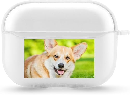 Lindo perro Corgi compatible con AirPods Pro funda suave transparente carga auriculares cubierta protectora