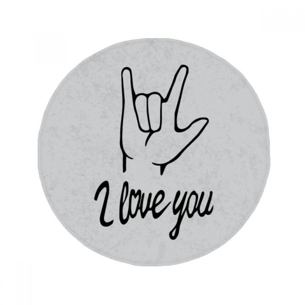 Tapis rond I Love You 50x50cm noir antidérapant pour salon et salle de bain personnalisé
