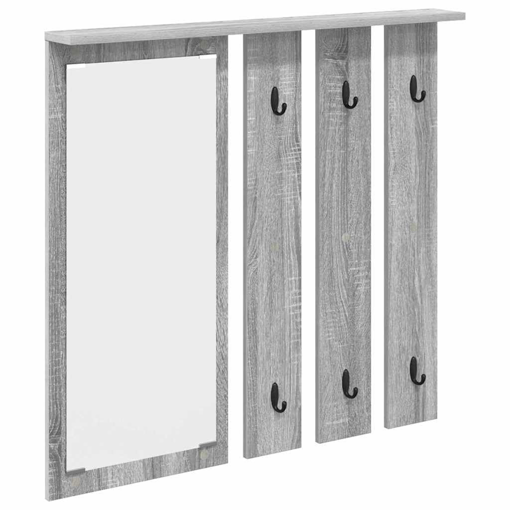 Hothingwell Wieszak ścienny z półką Sonoma szary 84 x 10 x 80 cm | Metalowe haczyki, konstrukcja drewnianej półki, pojemność 20 kg, łatwa konserwacja, nowoczesny design