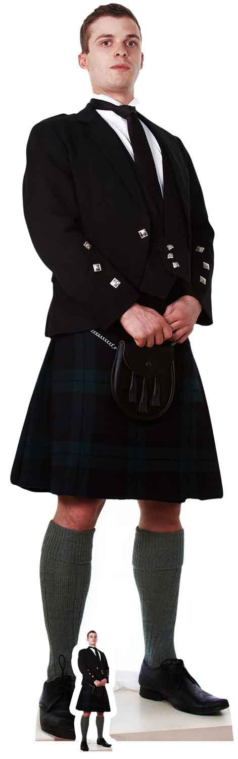 Scottish Man in Kilt Lifesize Cardboardcut Out with Free Mini Cut Out of Cardboard, cardboard, Multi-Colour, 183 x 55 x 183 cm