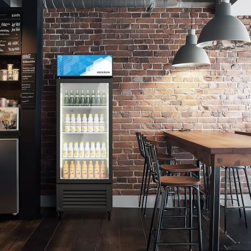 Image of ROVSUN 10 Cu.Ft Beverage Refrigerator Commercial ETL NSF, Display Refrigerator Beverage Cooler Glass Door Merchandiser Refrigerator Fridge w /Adjustable Shelves LED Light for Bar Restaurant Cafe